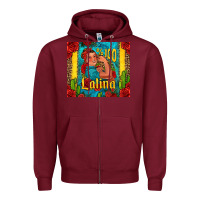 Burgundy hundred percent latina strong woman Zipper Hoodie - Jasminsmagicworld