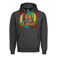 Charcoal Heather hundred percent latina strong woman Zipper Hoodie - Jasminsmagicworld
