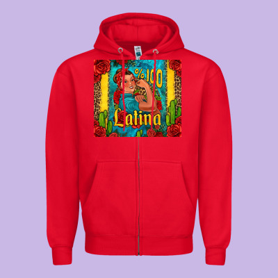 Hundred Percent Latina Strong Woman Zipper Hoodie Designed By Jasminsmagicworld