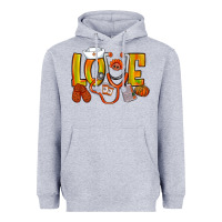 Heather Grey Thanksgiving love Nurse Heavyweight Hoodie - NancyCooperArtShop