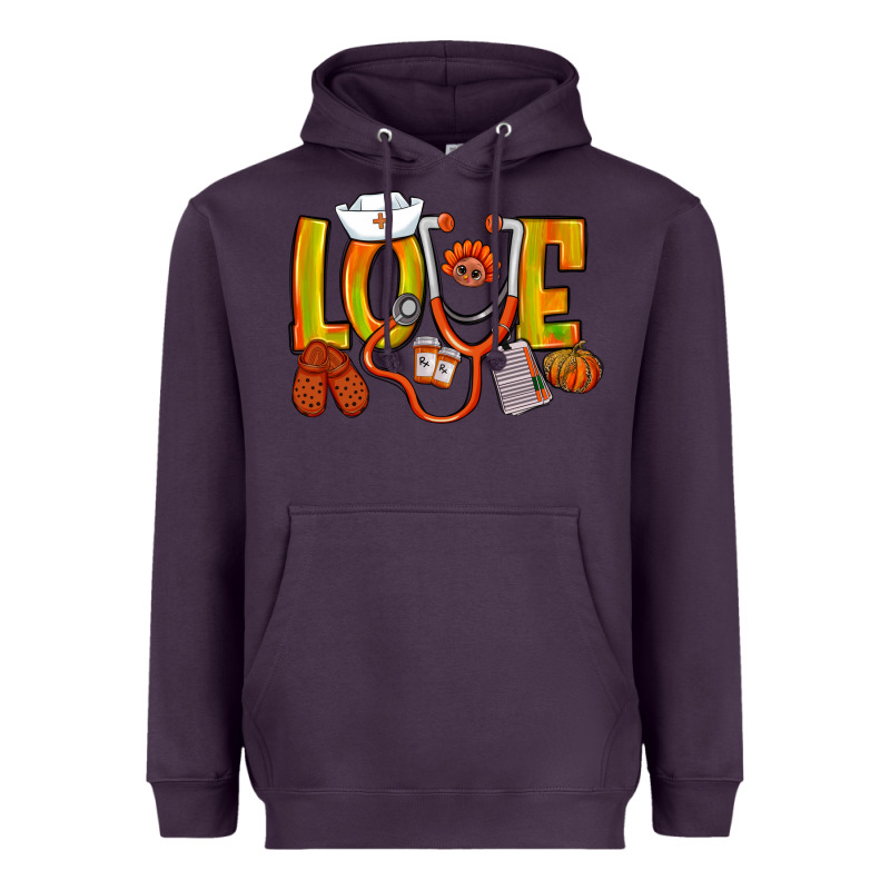 Thanksgiving Love Nurse Heavyweight Hoodie by NancyCooperArtShop | Teevron