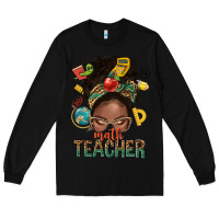 Black math teacher life afro messy bun Long Sleeve Tee - NancyCooperArtShop