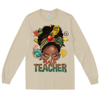 Mushroom math teacher life afro messy bun Long Sleeve Tee - NancyCooperArtShop