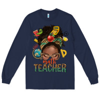 Navy math teacher life afro messy bun Long Sleeve Tee - NancyCooperArtShop