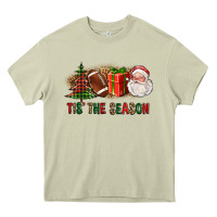 Mossy Tis The Season Christmas With Football And Santa Heavy Core Tee - FaDigitalArtStudio