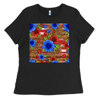 Black patriotic flowers seamless pattern Ladies Tee - HRA Design Shop