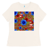 Patriotic Flowers Seamless Pattern Ladies Tee | Teevron