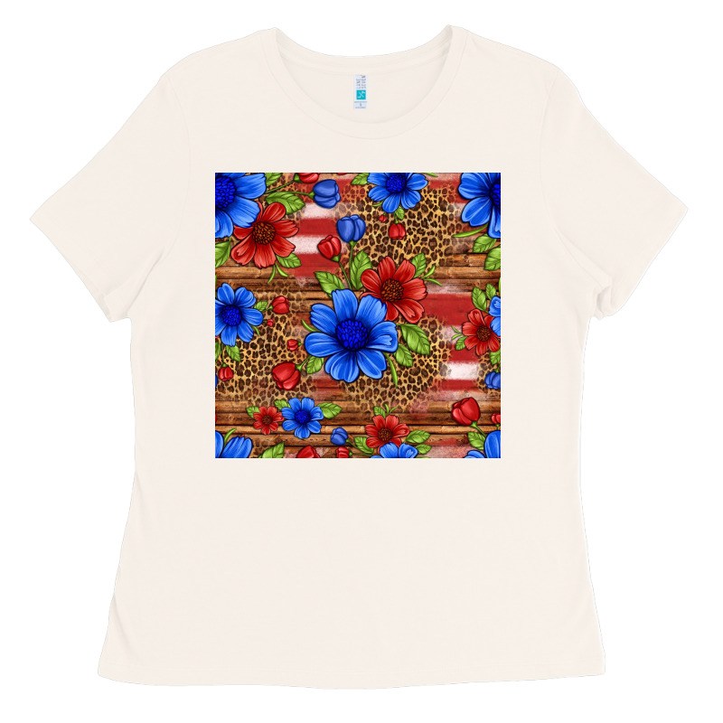 Patriotic Flowers Seamless Pattern Ladies Tee by HRA Design Shop | Teevron