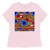 Bubblegum Pink patriotic flowers seamless pattern Ladies Tee - HRA Design Shop