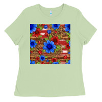 Matcha patriotic flowers seamless pattern Ladies Tee - HRA Design Shop