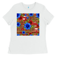 White patriotic flowers seamless pattern Ladies Tee - HRA Design Shop