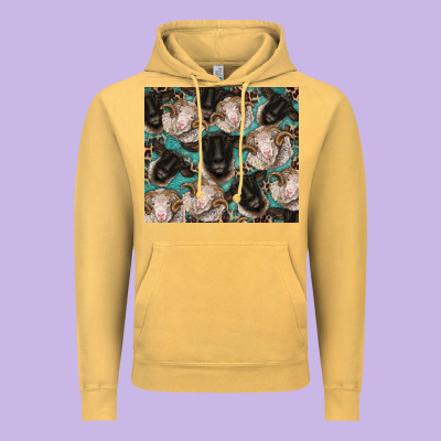 Suffolk Ewe And Merino Ram Sheeps Vintage Hoodie Designed By Barkaloodesign