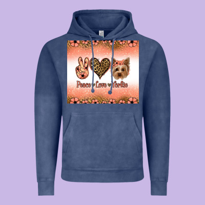 Peace Love Yorkie Vintage Hoodie Designed By Jasminsmagicworld