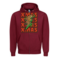 Burgundy xmas lightning bolt Zipper Hoodie - Jasminsmagicworld