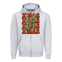 Heather Grey xmas lightning bolt Zipper Hoodie - Jasminsmagicworld
