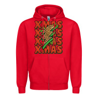 Red xmas lightning bolt Zipper Hoodie - Jasminsmagicworld