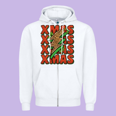 Xmas Lightning Bolt Zipper Hoodie Designed By Jasminsmagicworld