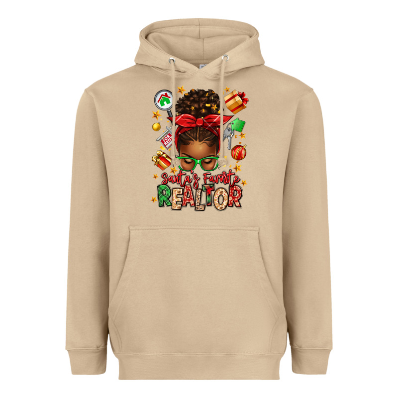 Santas Favorite Realtor Messy Bun Heavyweight Hoodie by texasbilliewilder | Teevron
