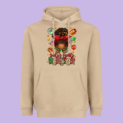 Santas Favorite Realtor Messy Bun Heavyweight Hoodie Designed By Texasbilliewilder