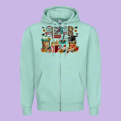 Senior 2023 Coffee Cups Zipper Hoodie Designed By Jasminsmagicworld