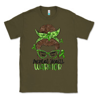 Army Green messy bun mental health warrior Classic Tee - MaliasSmallBusiness