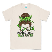 Natural messy bun mental health warrior Classic Tee - MaliasSmallBusiness