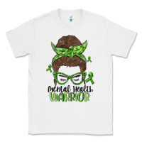 White messy bun mental health warrior Classic Tee - MaliasSmallBusiness