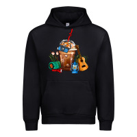 Black Camping Frappe Coffee Urban Hoodie - FaDigitalArtStudio