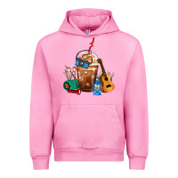 Fuchsia Pink Camping Frappe Coffee Urban Hoodie - FaDigitalArtStudio