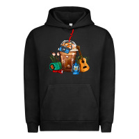 Pigment Black Camping Frappe Coffee Urban Hoodie - FaDigitalArtStudio