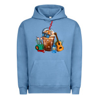 Pigment Pebble Blue Camping Frappe Coffee Urban Hoodie - FaDigitalArtStudio