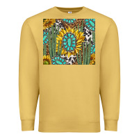 Antique Gold western cactus with sunflowers and turquoise tumbler tbs Premium Sweatshirt - TumblerDesignByShophia