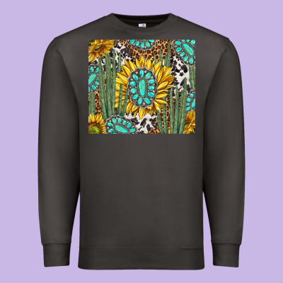 Western Cactus With Sunflowers And Turquoise Tumbler Tbs Premium Sweatshirt Designed By Tumblerdesignbyshophia
