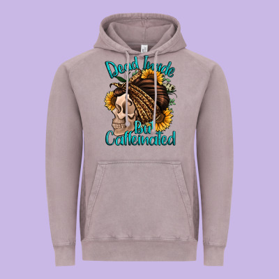 Dead Inside But Caffeinated Vintage Hoodie Designed By Jasminsmagicworld