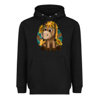 Black cute baby horse amd sunflowers Heavyweight Hoodie - texasbilliewilder