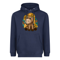 Navy cute baby horse amd sunflowers Heavyweight Hoodie - texasbilliewilder