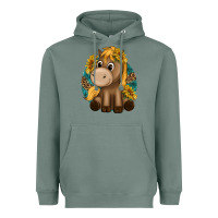 Sage cute baby horse amd sunflowers Heavyweight Hoodie - texasbilliewilder