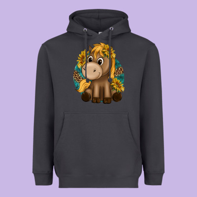 Cute Baby Horse Amd Sunflowers Heavyweight Hoodie Designed By Texasbilliewilder