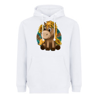 White cute baby horse amd sunflowers Heavyweight Hoodie - texasbilliewilder