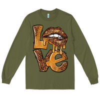Army Green love leopard with lips Long Sleeve Tee - NancyCooperArtShop