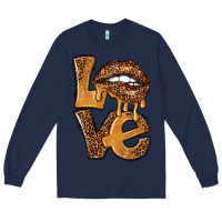 Navy love leopard with lips Long Sleeve Tee - NancyCooperArtShop