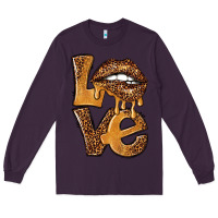 Plum love leopard with lips Long Sleeve Tee - NancyCooperArtShop