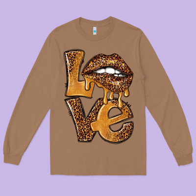 Love Leopard With Lips Long Sleeve Tee Designed By Nancycooperartshop