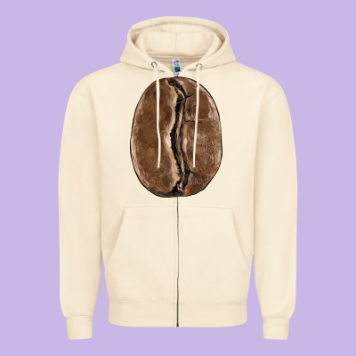 Coffee Bean Zipper Hoodie Designed By Barkaloodesign