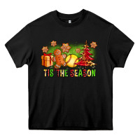 Black Tis The Season Christmas With Softball And Gingerbread Man Heavy Core Tee - FaDigitalArtStudio