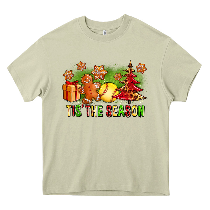 Tis The Season Christmas With Softball And Gingerbread Man Heavy Core Tee by FaDigitalArtStudio | Teevron