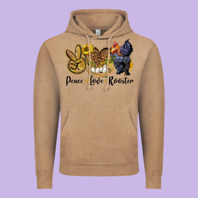 Peace Love Rooster Vintage Hoodie Designed By Lillyallendesigns