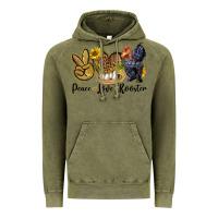 Vintage Olive Peace Love Rooster Vintage Hoodie - LillyAllenDesigns