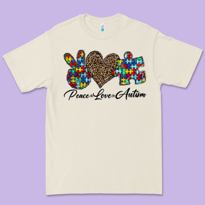 Peace Love Autism1 Premium Tee Designed By Cowhidedigitalart