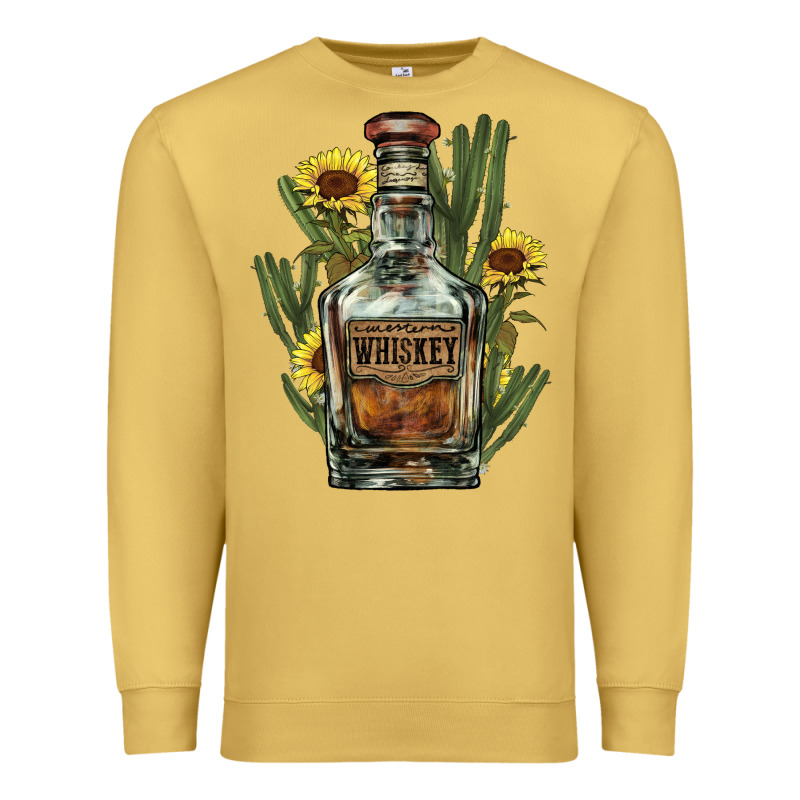 Western Whiskey Bottle Premium Sweatshirt by HowdyJamesFarm | Teevron